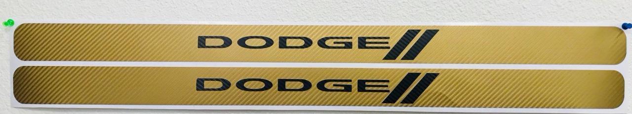 "Dodge" Gold Carbon Fiber Door Sill Decals